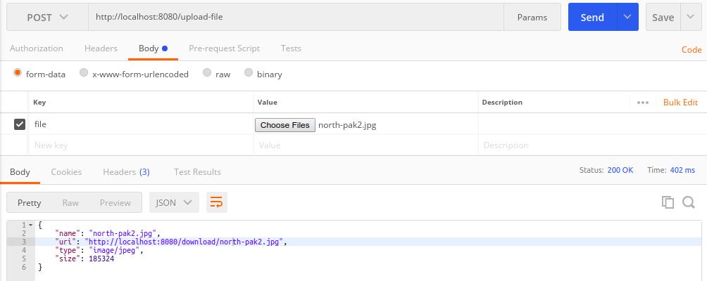 Single File Upload via REST API