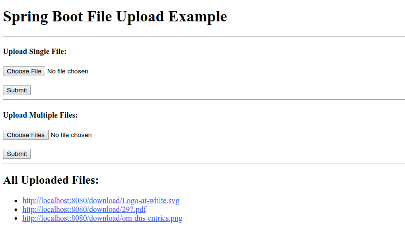 Spring Boot File Upload Web Page Example